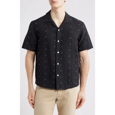 Rag & Bone Avery Embroidered Linen Shirt Blkrm In Black