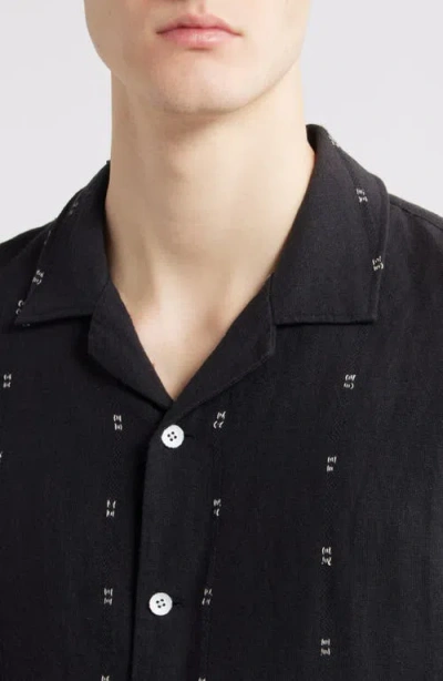 Rag & Bone Avery Embroidered Linen Shirt Blkrm In Black