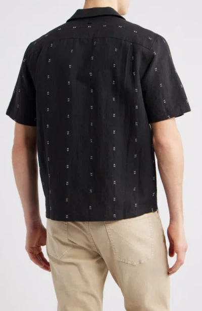 Rag & Bone Avery Embroidered Linen Shirt Blkrm In Black