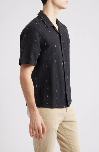 Rag & Bone Avery Embroidered Linen Shirt Blkrm In Black