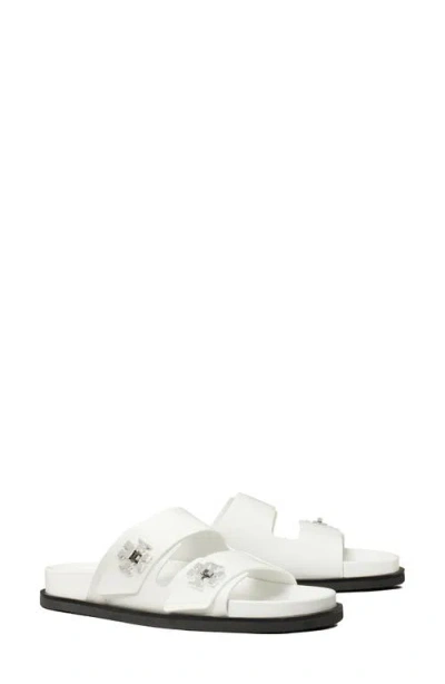 Tory Burch T Lock Sport Slide Sandal In White