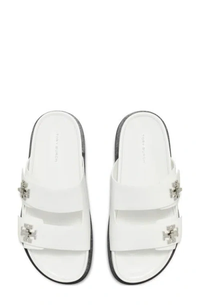 Tory Burch T Lock Sport Slide Sandal In White
