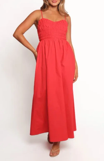 Petal And Pup Petal & Pup Camilla Shirred Maxi Sundress In Red