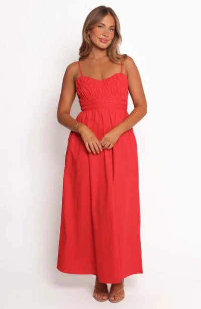 Petal And Pup Petal & Pup Camilla Shirred Maxi Sundress In Red