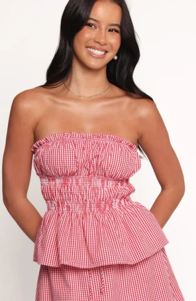 Petal And Pup Petal & Pup Luna Strapless Cotton Peplum Top & Skirt Set In Pink