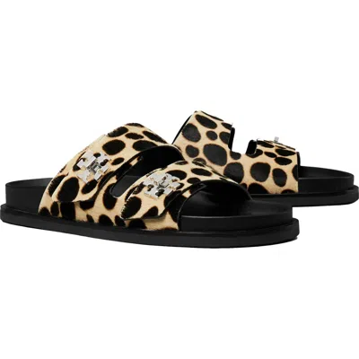 Tory Burch Round Toe Double Strap Animal Print Sandals In Multi