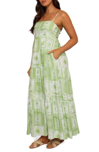 Petal And Pup Petal & Pup Eudora Print Maxi Sundress In Green