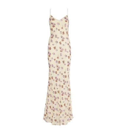 Self-portrait Floral Embellished Viscose Maxi Dress In Neutral