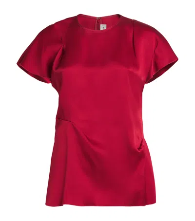 Victoria Beckham Draped Pleat Detail Top In Red