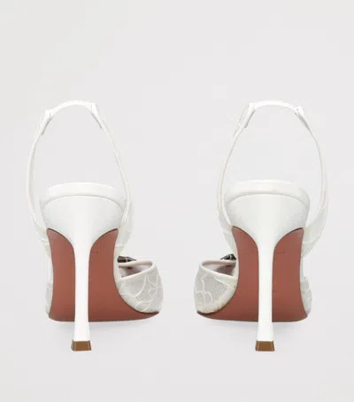 Amina Muaddi Camelia 90 Embellished Lace Slingback Sandals In White