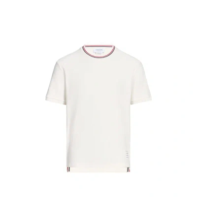 Thom Browne White T-shirt With Tricolour Detail