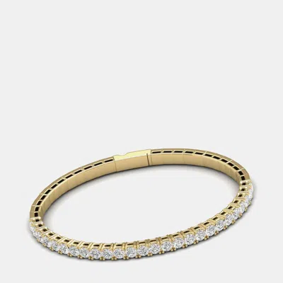 Pre-owned Fara 14k Yellow Gold Lab Grown Diamond Straight Line Flexible Bangle 18 Inches (7.00 Ct)