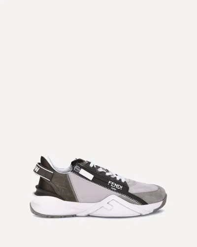 Fendi Flow Sneaker In Beige Nubuck In Brown
