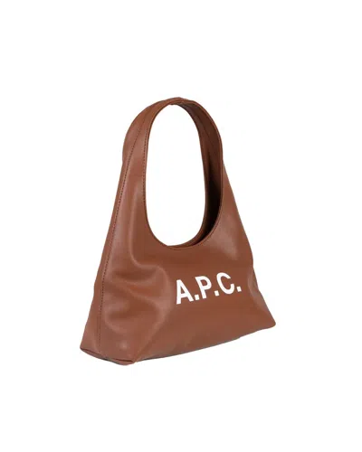 Apc A.p.c. Structured Shoulder Bag With Bold Lettering In Brown