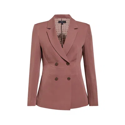 Point Of View Label Brown Sage Double Breasted Jacket For Women - Rosy Mauve