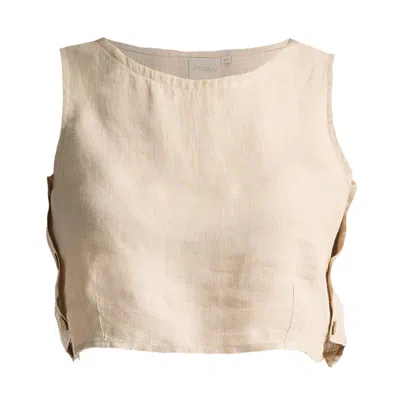 Reistor Boxy Crop Top In Neutral Beige