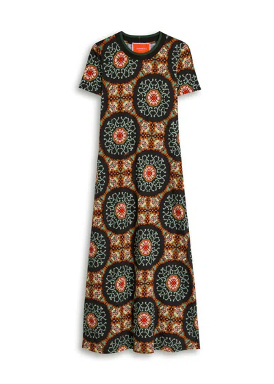 La Doublej La Double J Sporty Printed Cotton Midi Dress In Brown