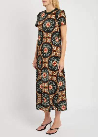 La Doublej La Double J Sporty Printed Cotton Midi Dress In Brown