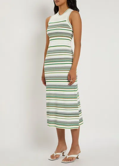 Veronica Beard Dawna Striped Ribbed-knit Midi Dress In Multi
