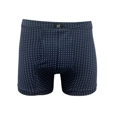 Zd Zero Defects Men's Bartuck Fly Front Boxer – Geometric Print & Comfortable Fit – Color Navy Blue