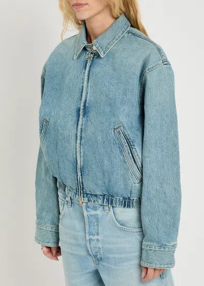 Agolde Nile Zip-front Elastic-waist Denim Jacket In Blue