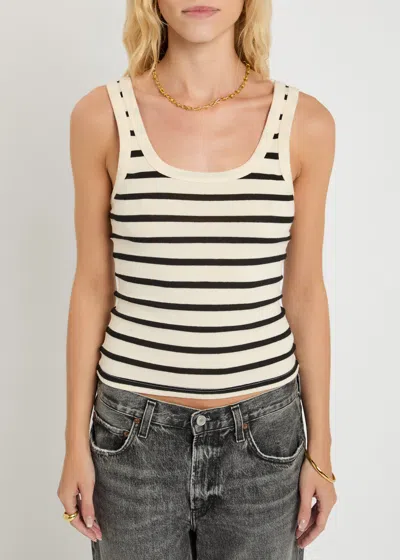 Citizen Of Humanity Citizens Of Humanity Faye Stripe Crop Organic Cotton Blend Tank In White