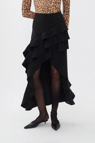 Nocturne Long Skirt With Flounced In Black