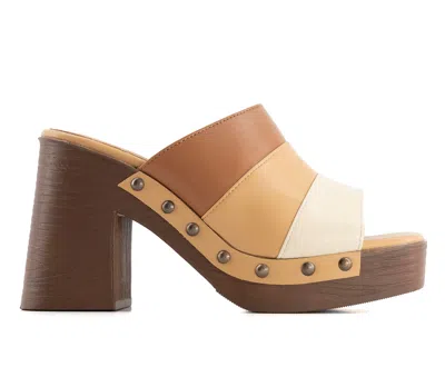Andrea Women's Heeled Slide Sandals With Multicolor Upper