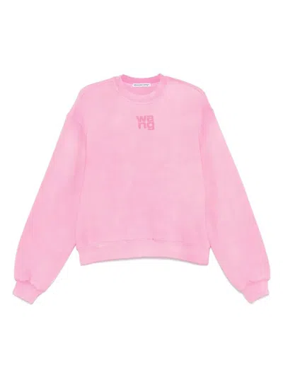 Alexander Wang Puff Logo Sweatshirt In Structured Terry In Pink