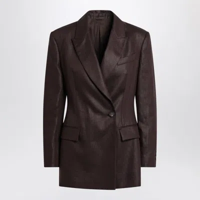 Brunello Cucinelli Shiny Twill Jacket In Brown