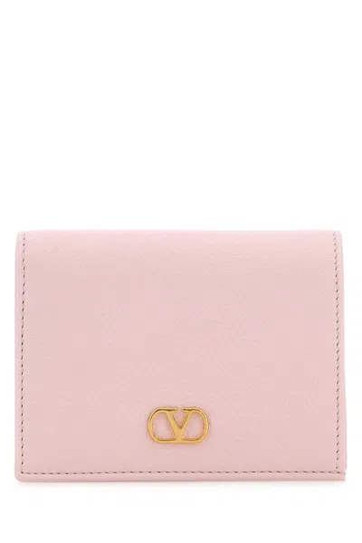 Valentino Pastel Leather Vlogo Wallet In Pink