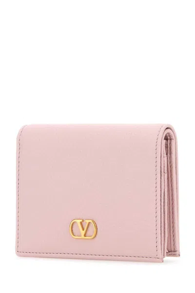 Valentino Pastel Leather Vlogo Wallet In Pink