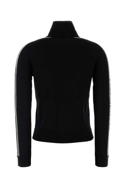 Casablanca Wool Cardigan With High Collar And Stripes In Black