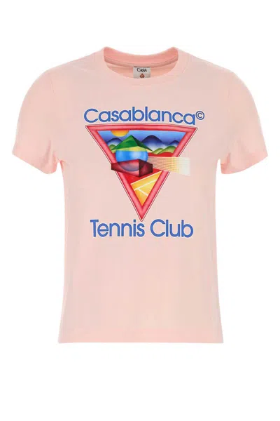Casablanca Cotton Crew Neck T-shirt With Graphic Print In Pink