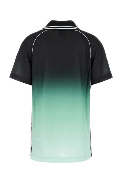 Casablanca Polo Collar Gradient Design Short Sleeves T-shirt In Green