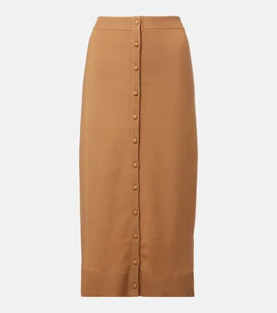Victoria Beckham Button Midi Skirt In Camel In Neutral