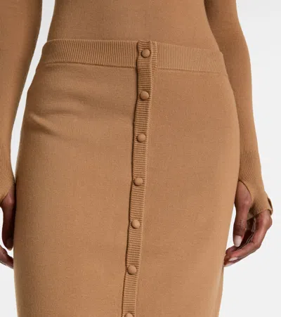 Victoria Beckham Button Midi Skirt In Camel In Neutral