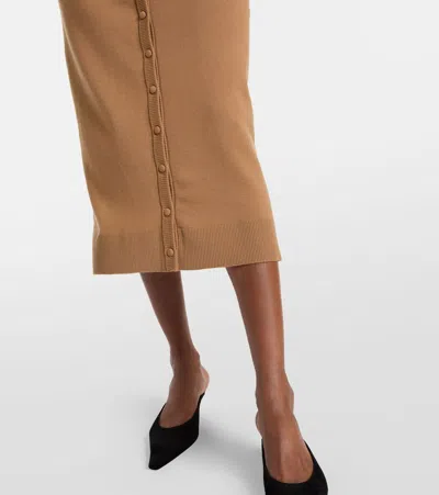 Victoria Beckham Button Midi Skirt In Camel In Neutral