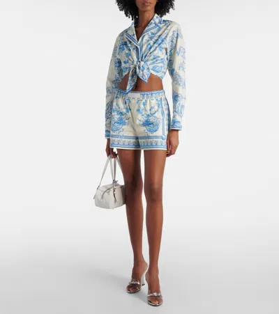 Versace Cotton Shorts With Underwater Baroque Print In White