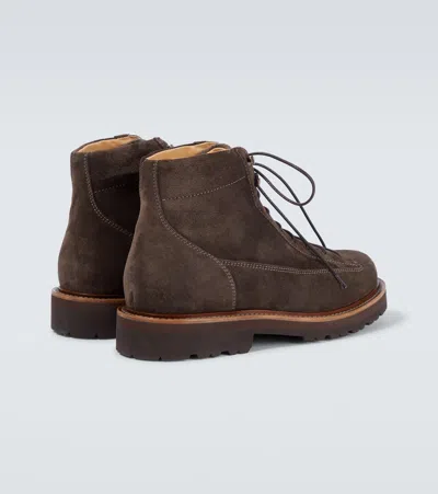 Brunello Cucinelli Stringed Boots In Suede Leather
