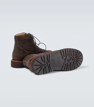 Brunello Cucinelli Stringed Boots In Suede Leather