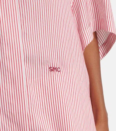 Stella Mccartney Oversized Embroidered Striped Organic Silk Shirt In Pink
