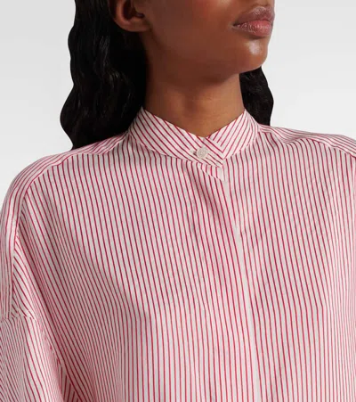 Stella Mccartney Oversized Embroidered Striped Organic Silk Shirt In Pink