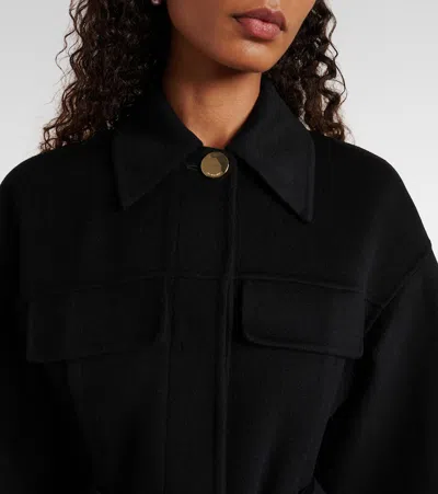 Sportmax Olio Belted Wool Long Coat In Black