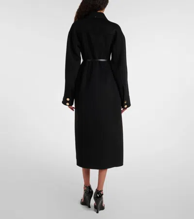Sportmax Olio Belted Wool Long Coat In Black