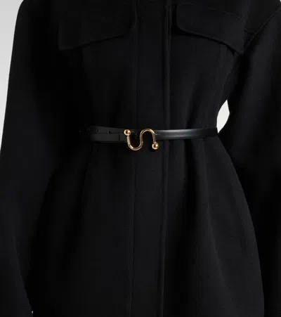 Sportmax Olio Belted Wool Long Coat In Black