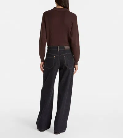 Brunello Cucinelli Denim Wide Jeans In Black