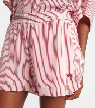 Stella Mccartney Embroidered Striped Organic Silk Shorts In Pink