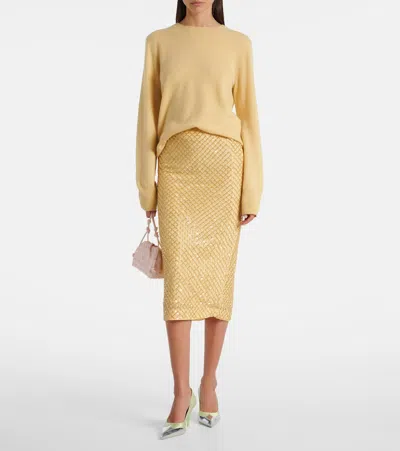 Veronica Beard Allora Midi Skirt In Chamomile In Neutral