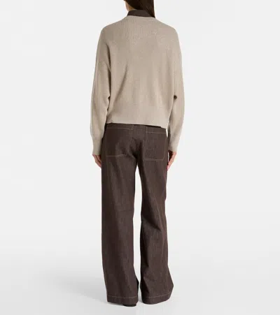 Brunello Cucinelli Ribbed-knit Cashmere-blend Sweater In Neutral